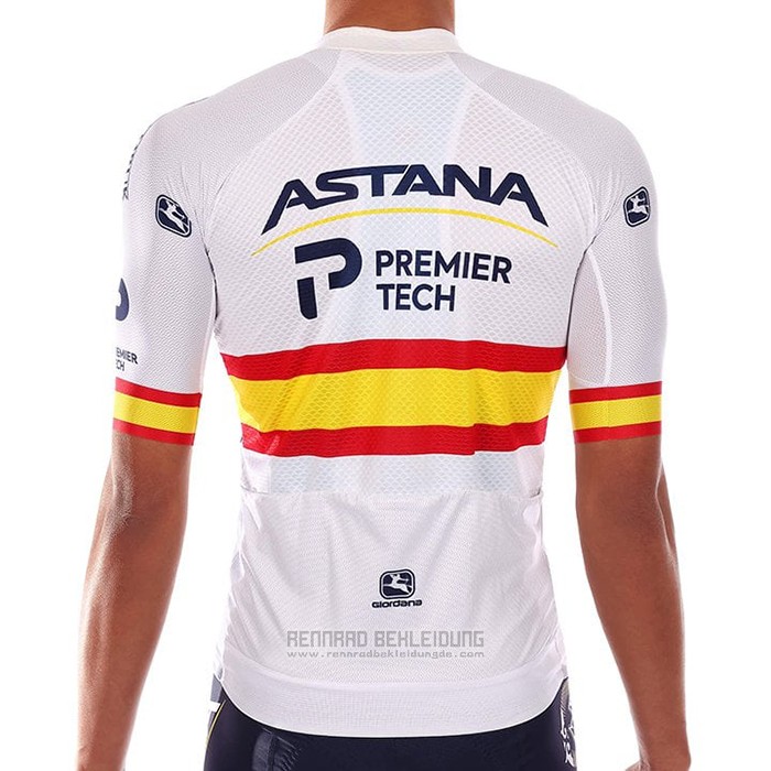 2021 Fahrradbekleidung Astana Champion Spanien Trikot Kurzarm und Tragerhose